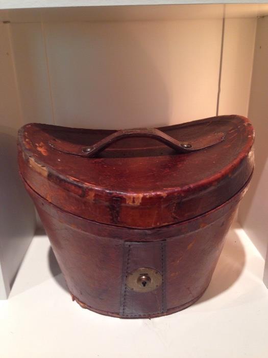 Old leather gentleman's top hat box