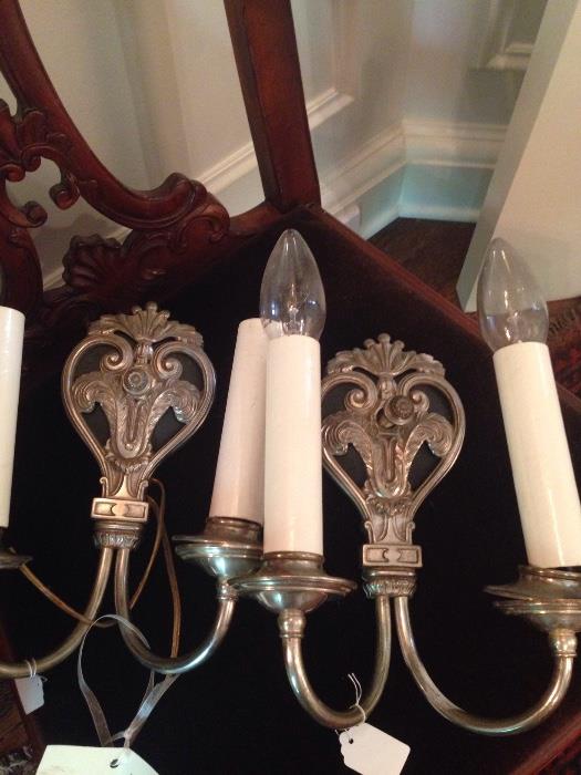 Silver wall sconces from embassy