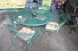 Round metal table and 4 chairs