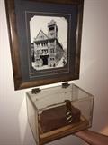 Framed photo of the Knoxville market house and a brick from the building