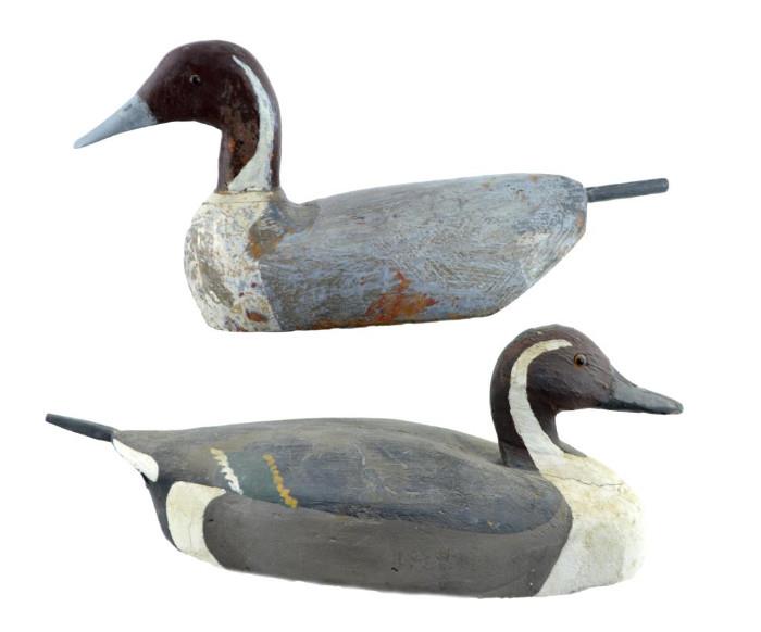 Circa 1940s Pintail Drake & Hen Duck Decoy Pair