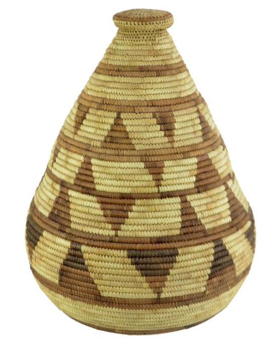 20th C. Papago Woven Basket w/ Triangle Pattern