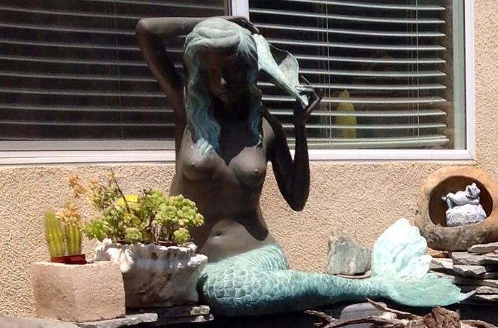 Bronze Mermaid sculpture over two feet tall.