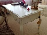 View of the top, bureau plat/floral painted Ethan Allen desk