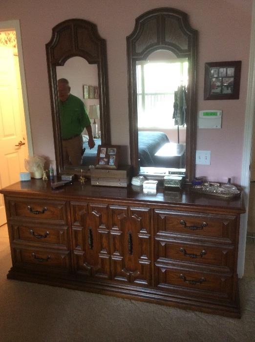Long dresser with two mirrors