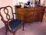                  Pecan sideboard w/one of six chairs
