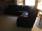 black leather sectional couch, with massager 