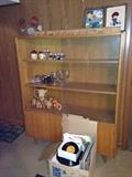 display cabinet, records, glassware