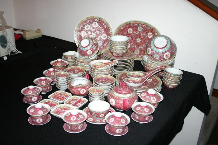 144 pieces Red/Rose Longevity Chinese China