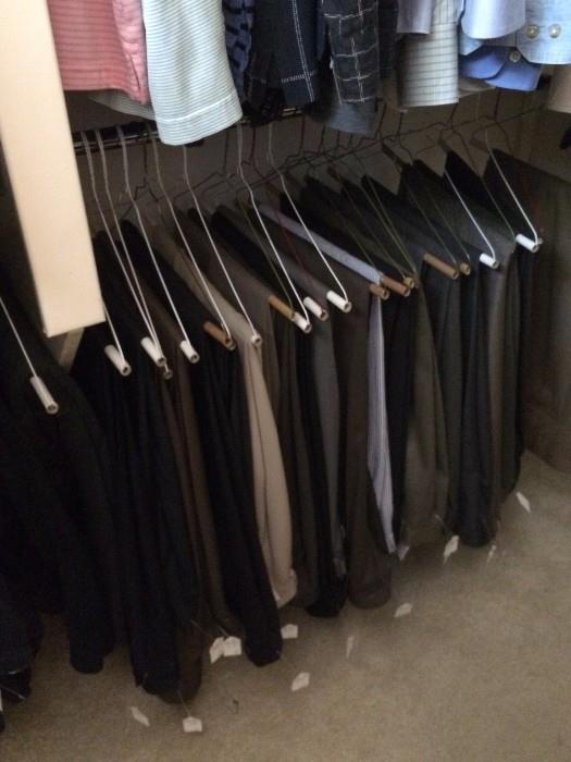 Large assortment of slacks for men and women