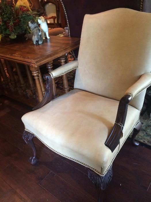 Good looking pale gold arm chair - so smooth to the touch