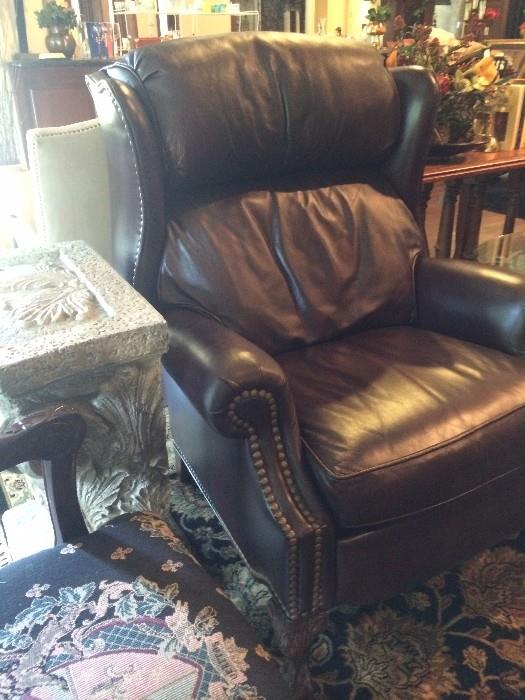          Brown leather recliner
