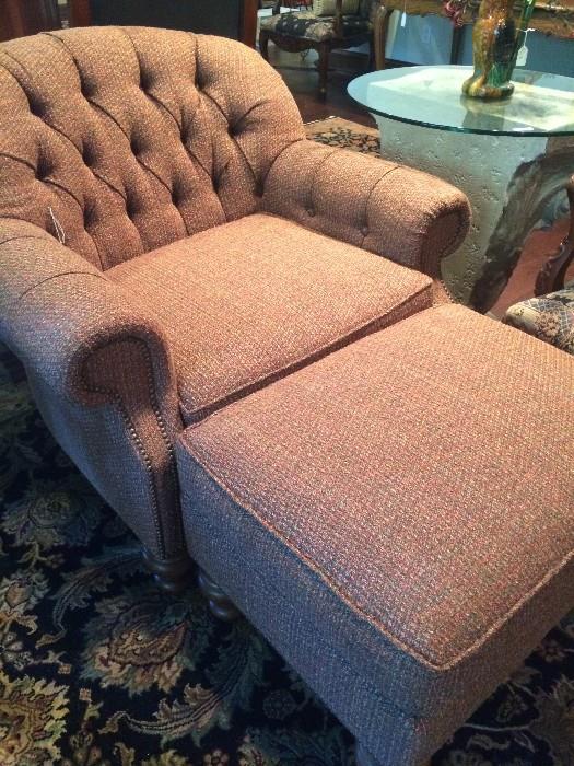        Club chair with matching ottoman