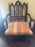      Ornately carved "cathedral" chair