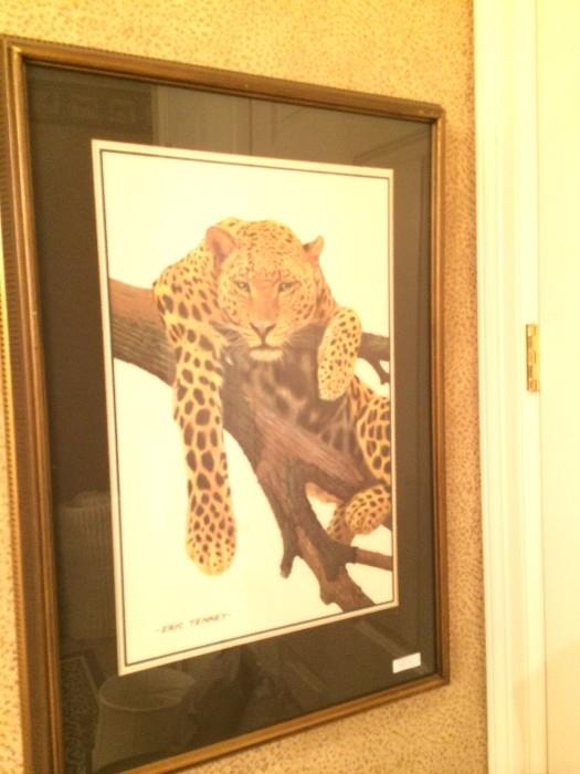   Framed/matted leopard picture
