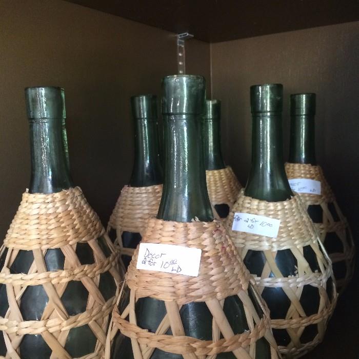 Decorative wine bottles for Italian dinner center pieces