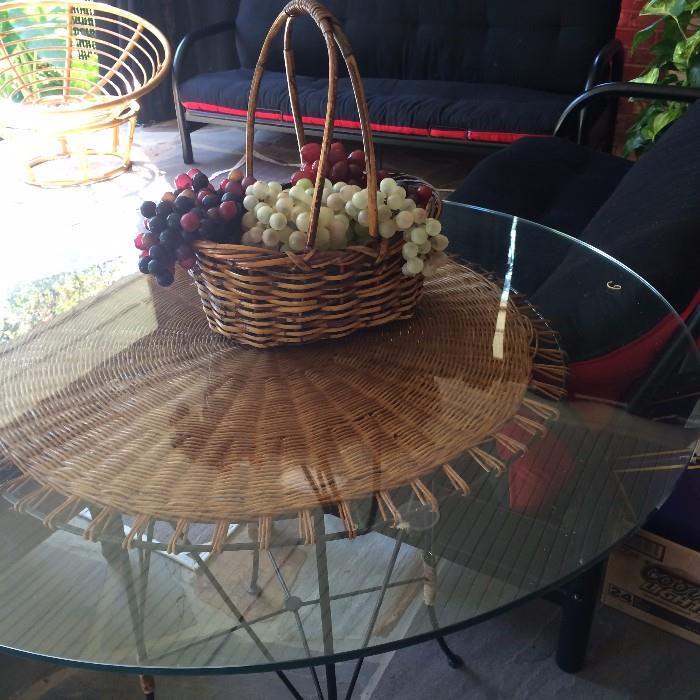    Round glass top patio (or breakfast) table