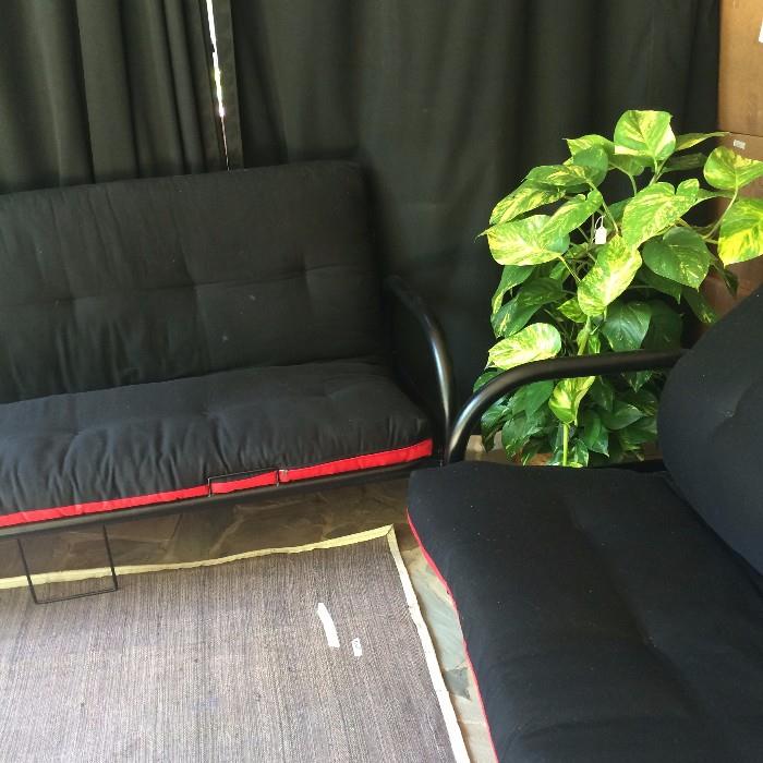   Extra long futons (black/red reversible cushions)