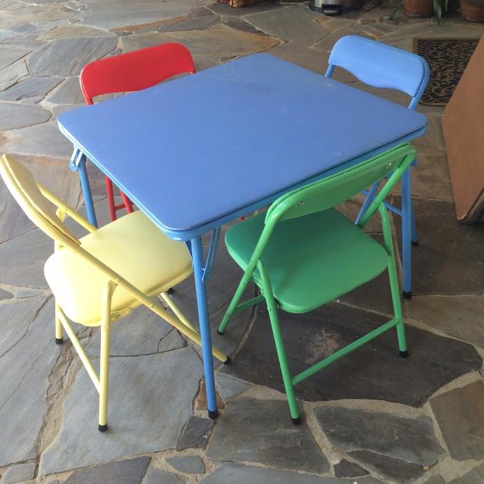  Child's colorful folding table & 4 chairs