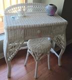 White wicker vanity (stool is sold)