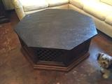 MId-century octagon coffee table with slate top -- reduced.