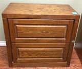 Oak lateral file cabinet.
