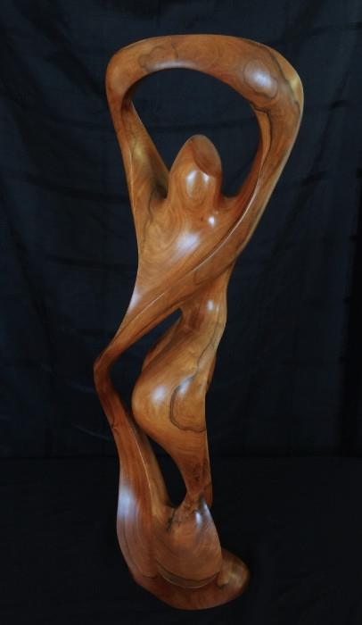 Milo Dance, abstract female sculpture by Steve Turnbull of Turnbull Studios, Maui  Carved of ancient Milo Wood.