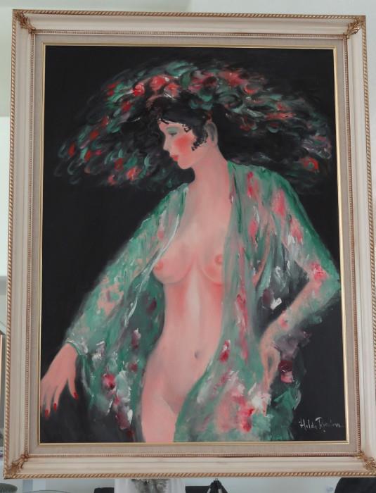 Cuban Artist Hilda Rindum's "Madame Peacock" Original Oil painting