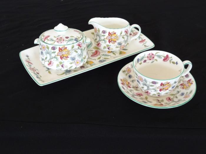 Vintage Minton Sugar, & Creamer on Tray with matching Tea Cup & Saucer