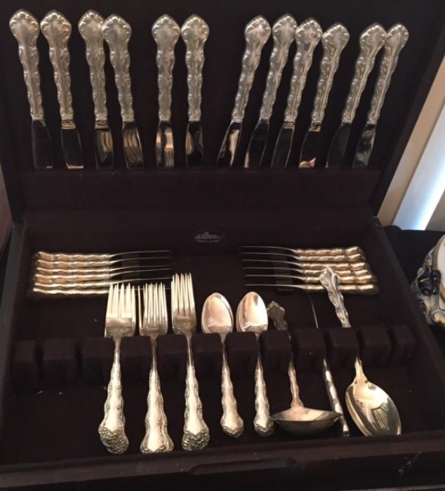 Sterling Silver Flatware, Chantilly by William Rogers, Service for 12, almost complete