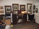Vintage electronics & antique framed photo portraits