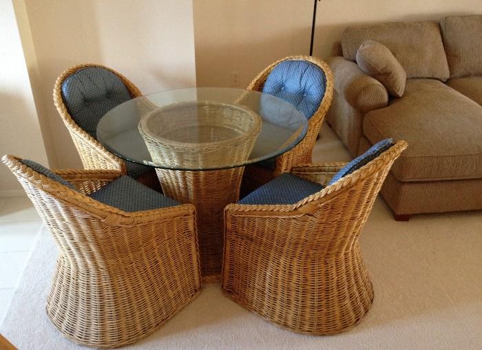Rattan dinette w/ 4 chairs