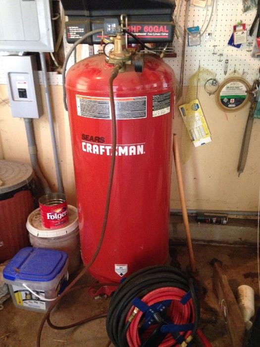 Craftsman 60 Gal Air Compressor and hose 6 hp Twin Cyclinder/oil free