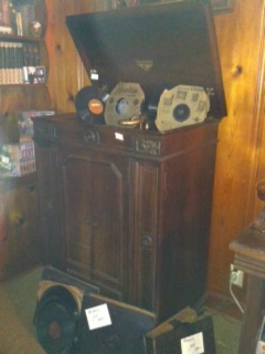 Very old Record Player with old records