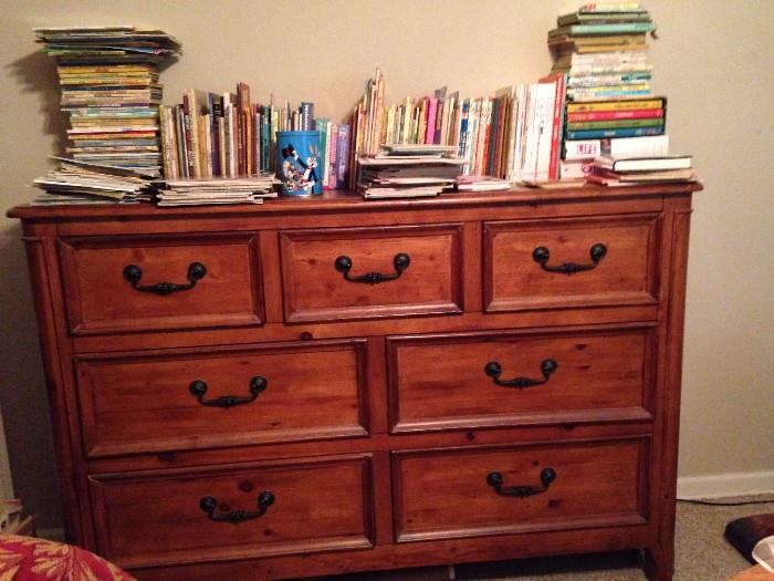 7-Drawer Dresser that Matches the Headboard and Nightstands in the previous picture and Children's books.