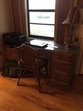 Wicker Desk and File cabinet all the wicker in this house matches, and they all have glass tops 