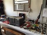 Misc, hand tools and items in garage area 