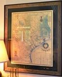 Framed map of Texas battles