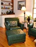 Leather club chair and ottoman