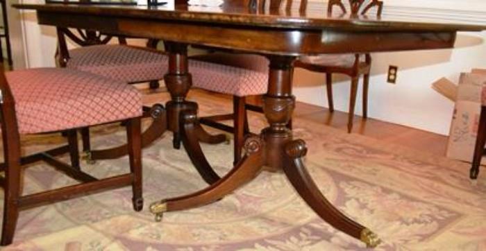Regency style mahogany banquet table - one leaf available