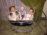 Coronet Doll pram in wonderful condition. Vintage Tama Doll. Lots of vintage dolls 