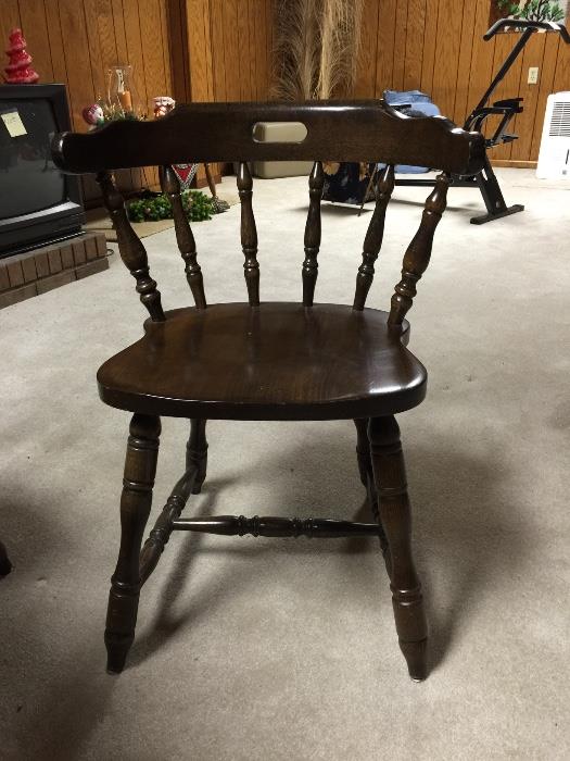 Pine dining chairs, dark finish. 8 available. 