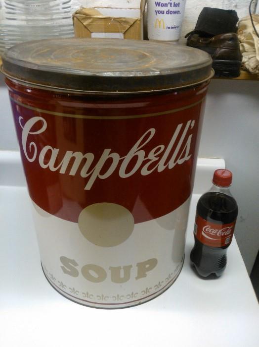 Giant Campbell's Soup Tin next to 20 oz. Coke for comparison...