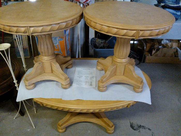 Nice Blonde Wood Coffee Table & Two End Tables