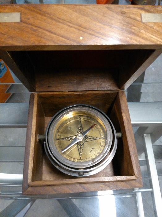 Compass Enclosed in Wooden Case