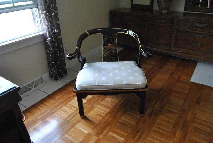 Black Lacquer James Mont Style Oriental Chair