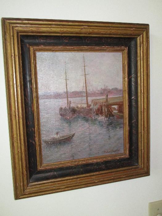 Original antique painting by Robert Koehler.  18" x 15 3/4"  framed