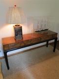 Burl wood console by Heckman