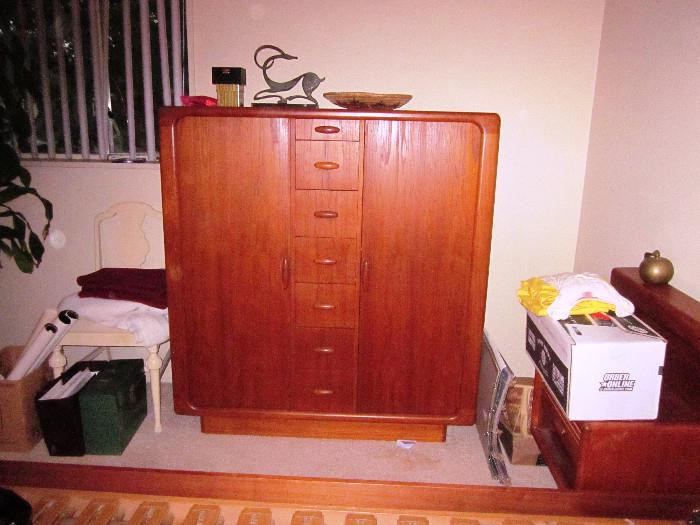 DANISH MODERN DRESSER WITH SLIDING FRONT TO EXPOSE DRAWERS