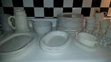 Large set of Ivory Ironstone by Pfaltzgraff.  Several serving pieces also